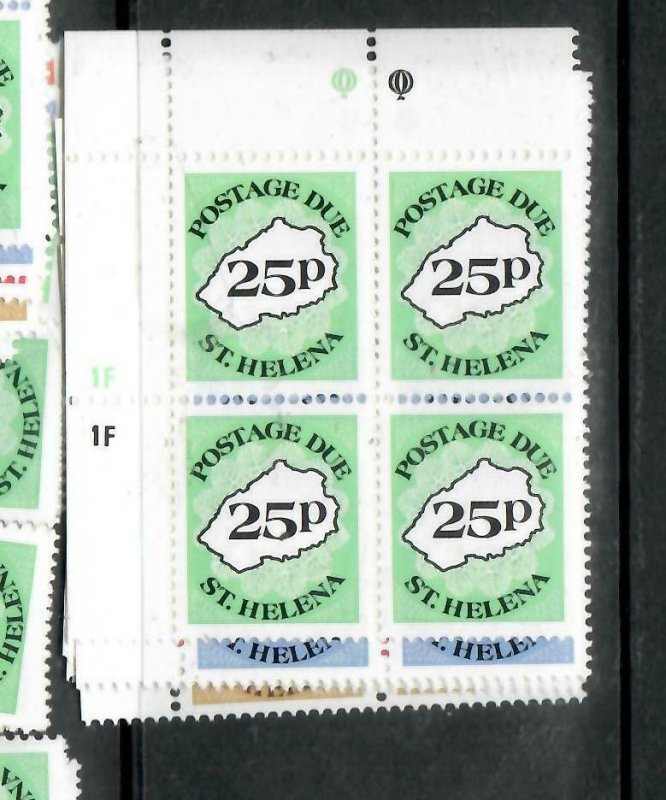 ST HELENA  (PP1305B)  POSTAGE DUE  SC J1-6  UL PLATE  BL OF 4    MNH