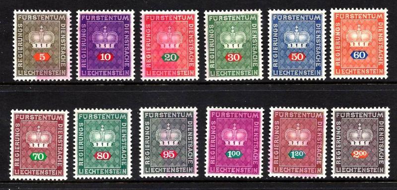 Liechtestein Official Scott #O47-58 set  MNH