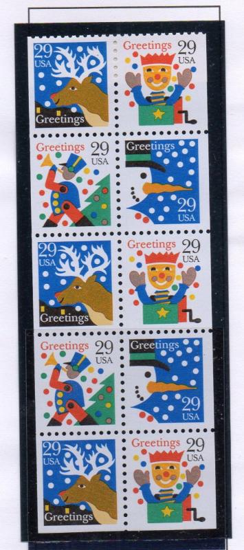 United States Sc 2789a 1993 29 c Christmas stamp booklet pane mint NH