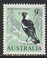 1964 Australia - Sc 367 - MH VF - 1 single - Black-backed Magpie & Eucalyptus