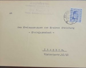 O) 1937 LITHUANIA, PRESIDENT ANTANAS  SMETONA  60c ultra, CIRCULATED COVER ITZEH