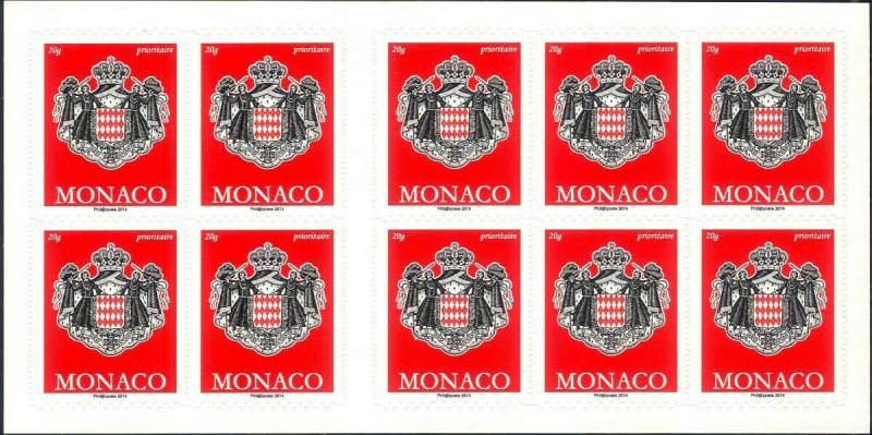 Monaco 2014 -  Coat-of-Arms  MNH Bklt pane of 10  # 2775a