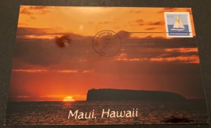 Sailboats 2023 FDC MaxiCard vintage postcard Lahaina, Maui Hawaii