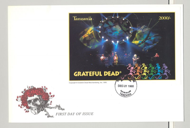 Tanzania 1995 Grateful Dead, Dancing Skeletons 1v S/S on FDC