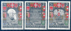 Austria 1968 50 Years of Republic Austria Coats of Arms Mi.1273/5 Used