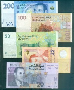 Morocco 2012 Currency 200,100,50,25,20 Dirhams (Restricted Currency)a-UNC-UNC...