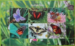 MALAWI SHEET CINDERELLA BUTTERFLIES INSECTS 