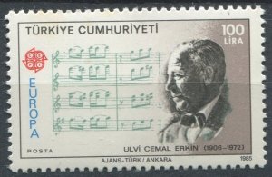 Turkey Sc#2313 MNH, 100L multi, Europa (C.E.P.T.) 1985 - European Year of Mus...