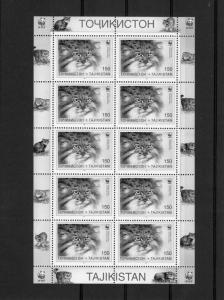 10 x Tajikistan 1996 Sc#92/97  WWF Pallas Cats 6 Sheetlets  (60v) perforated