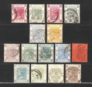 Hong Kong 1882 Queen Victoria (15v Cpt, Crown & CA) F Used $230+