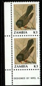 ZAMBIA SG633 1991 3k BIRDS PAIR MNH