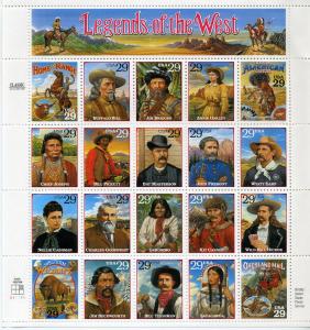 2869 Legends of The West 20 Sheet MNHOGVF Addl free s/h