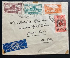 1949 Beirut Lebanon Airmail Cover To University Austin TX USA