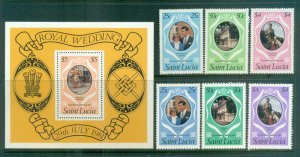 St Lucia 1981 Charles & Diana Royal Wedding + MS + reprint MUH lot81874