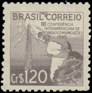 Brazil #640, Complete Set, 1945, Radio, Never Hinged