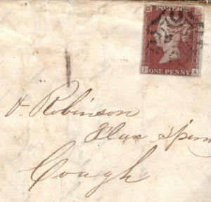 GB IRELAND SG.7 Cover 1d Plate 11 ARMAGH MX Coagh 1841 Via MONEYMORE c£350 PE162