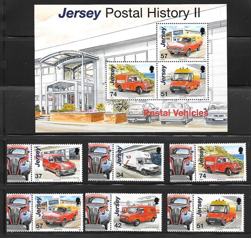 GB - JERSEY Sc 1236-41+1241c NH SET+SOUVENIR SHEET OF 2006 - POSTAL CARS