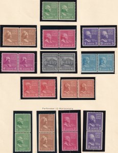 U.S Sc# 839 / 851 Presidential 1939 joint line coil pair sets MNH CV $139.90