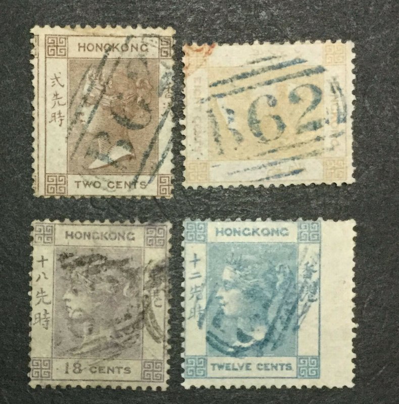 MOMEN: HONG KONG #1-4 1861-2 NO WMK USED £320 #213181-6152