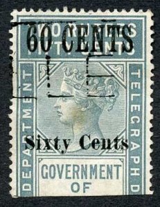 Ceylon Telegraph SGT79 60c on 2r50c Type 74 only 1040 printed RARE