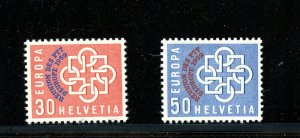 Switzerland #376-7 (S474) Comp O/P Reunion Des PTT d'Europe 1959, MNH, VF