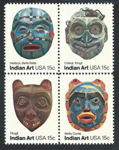 SC# 1834-37 - (15c) - Indian Masks - MNH se-tenant block of 4