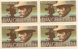 US 1555 D W Griffin 10c block (4 stamps) MNH 1975