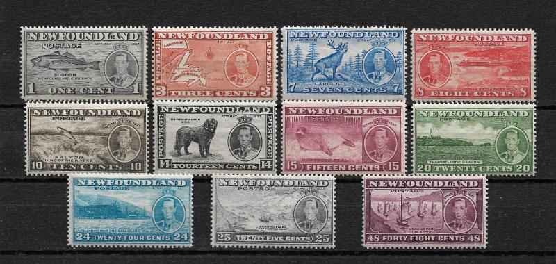 Newfoundland Scott  233-243 set-1 F-VF NH scv $ 61  nice colors  see pic  