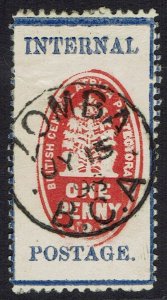 BRITISH CENTRAL AFRICA 1898 CHEQUE STAMP 1D VERMILION & DEEP ULTRAMARINE USED