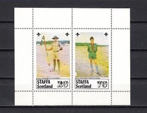 Staffa, Scotland Local. 1980 issue. Scouts of the World sheet of 2