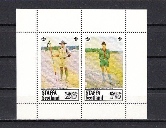 Staffa, Scotland Local. 1980 issue. Scouts of the World sheet of 2