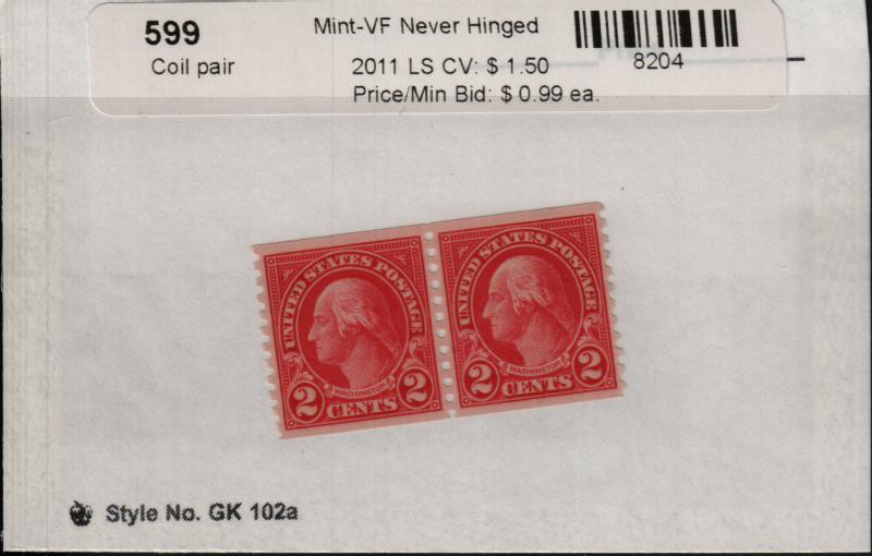 US 599 MNH Coil Pair