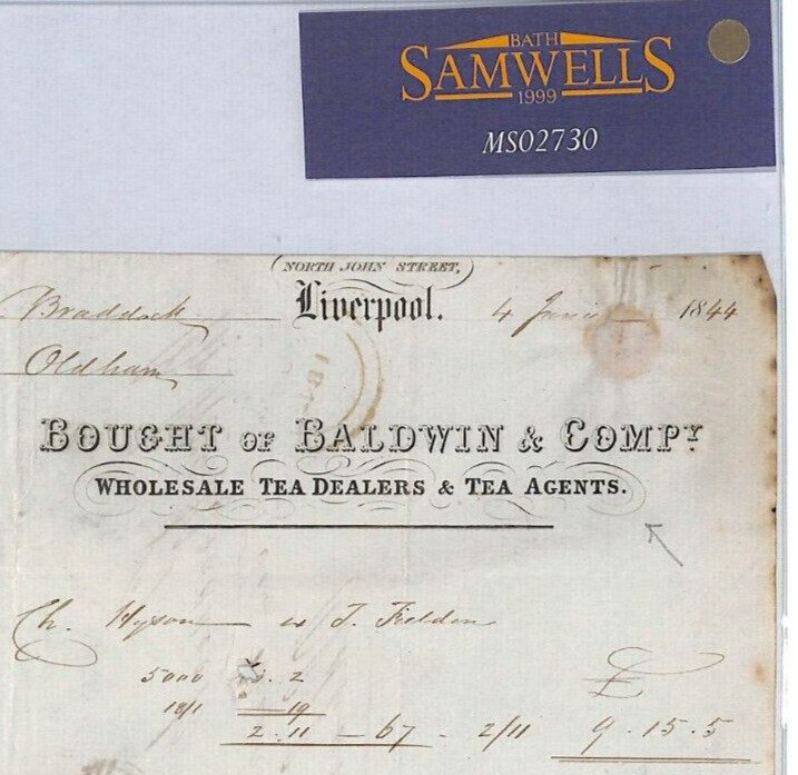 GB QV HISTORIC LETTER 1844 Liverpool *Tea Merchant* FANCY BILL-HEAD Cover MS2730