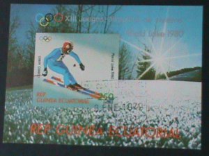 ​EQUARTORIAL GUINEA-1980-OLYMPIC GAMES LAKE PLACID-CTO S/S VF-FANCY CANCEL