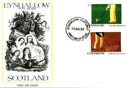 Eynhallow 1982 Golf imperf set of 2 on cover with first d...