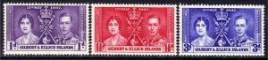 Gilbert & Ellice 1937 KGV1 Set Coronation Umm SG 40 - 42 ( J1036 )