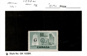 Canada, Postage Stamp, #O38a Mint NH, 1961 Official (AD)