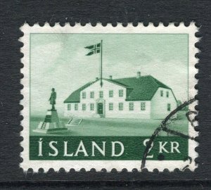 ICELAND; 1958 early Govt. Buildings issue used hinged 2K. value