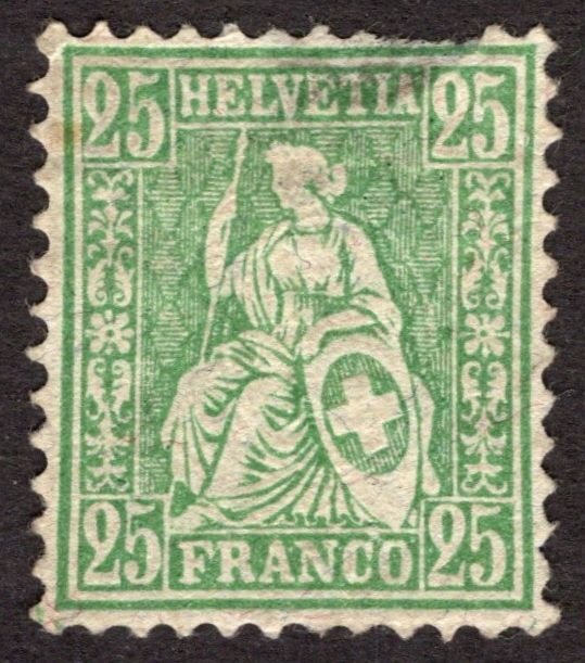 1881, Switzerland 25c, MNG, Thin, Sc 65