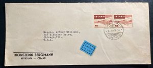 1947 Reykjavik Iceland Commercial Airmail Cover To Chicago IL USA B