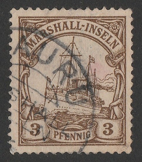 NAURU 1908 precursor use of Marshalls Yacht 3pf. 