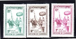 CAMBODIA #79-81  1960 FEAST OF THE SCRED FURROW  MINT  VF LH  O.G