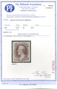 U.S. #186 MINT WITH PF CERT OG