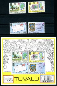 Tuvalu #133-136a Singles and Sheet  <558>