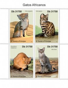 SAO TOME - 2011 - African Cats - Perf 4v Sheet - Mint Never Hinged