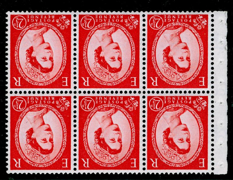 SG574Wi, 2½d carmine-red, NH MINT. Cat £30. BOOKLET PANE. WMK INV. CREAM PAPER.