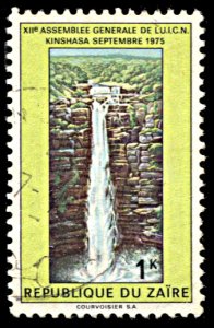 Zaire 818, used, International Union for Nature Protection, Waterfall