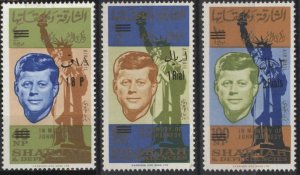 Sharjah C25-C27 (mh set of 3) JFK, Statue of Liberty, ovptd (1964)