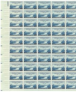 #961 – 1948 3c A Century of Friendship, United States - Canada – MNH OG Sheet