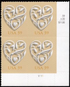 US #4272 PLATE BLOCK,  59c LOVE,  SUPERB mint never hinge, Haigh Value!